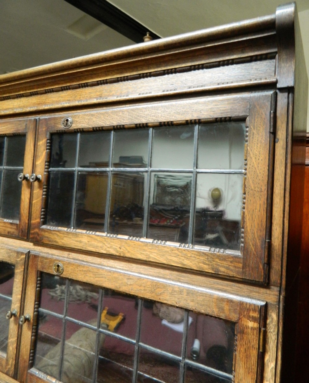 pair of oak stacking bookcases ( with locks )  View IV