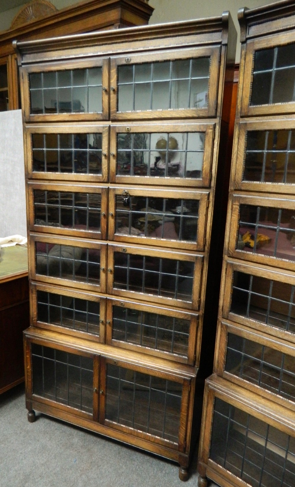 pair of oak stacking bookcases ( with locks )  View V