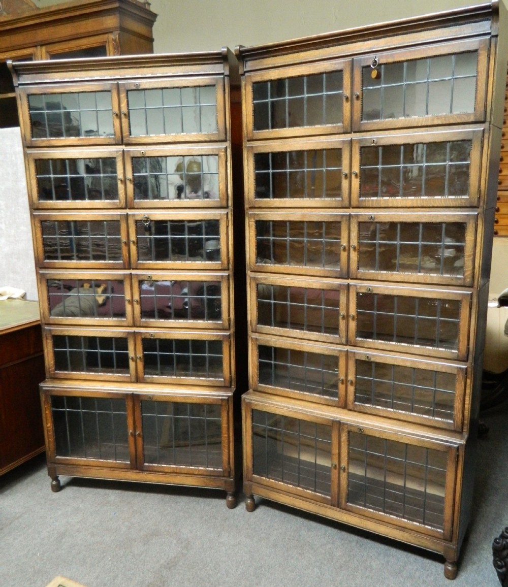 pair of oak stacking bookcases ( with locks )  View VI