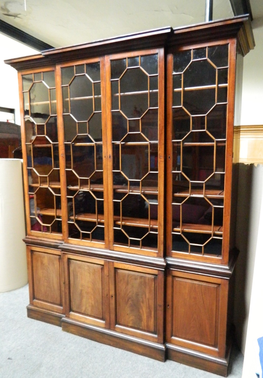 Georgian mahogany breakfront bookcase View III