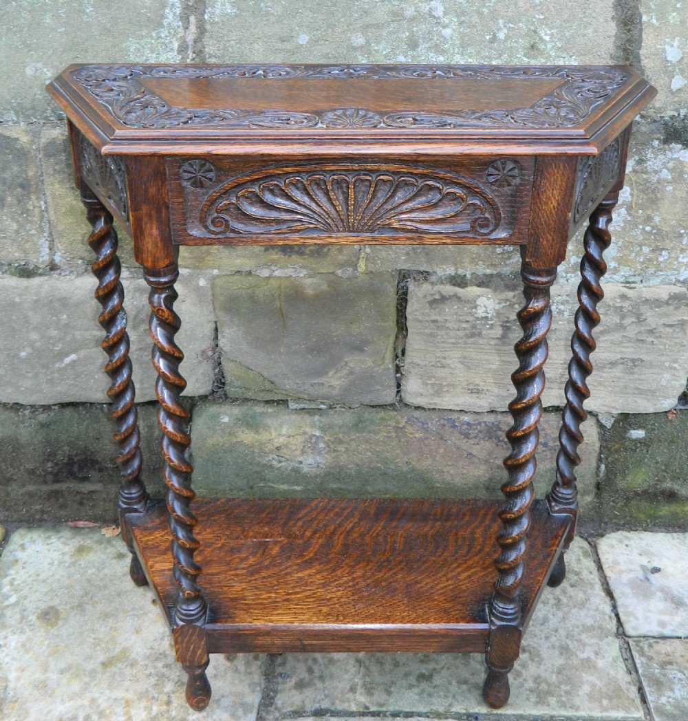 carved oak side table.