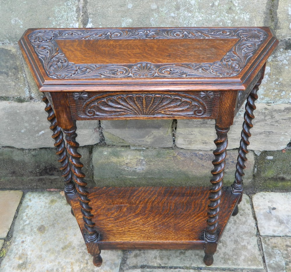 carved oak side table. View III