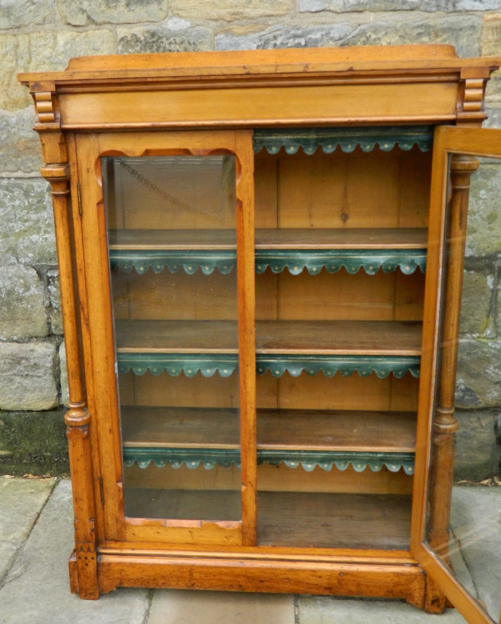 oak bookcase in the style of Pugin View V
