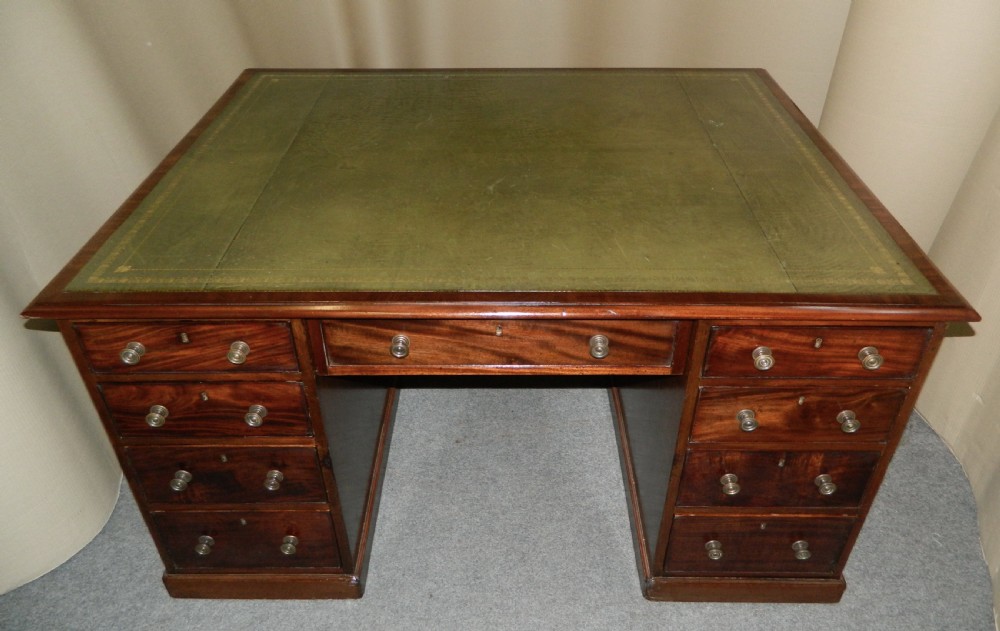 Large Georgian mahogany partners desk View III