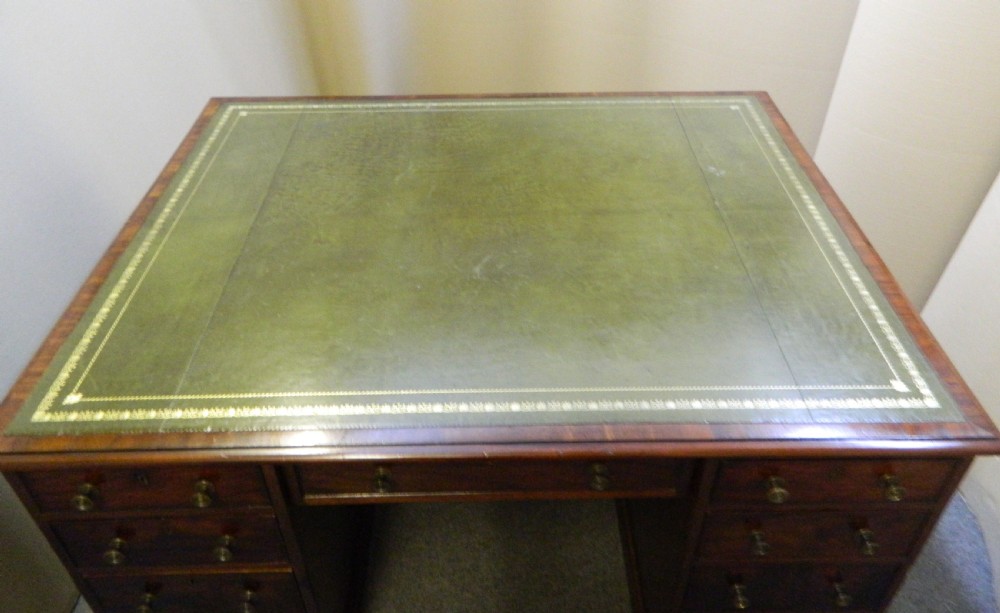 Large Georgian mahogany partners desk View VI