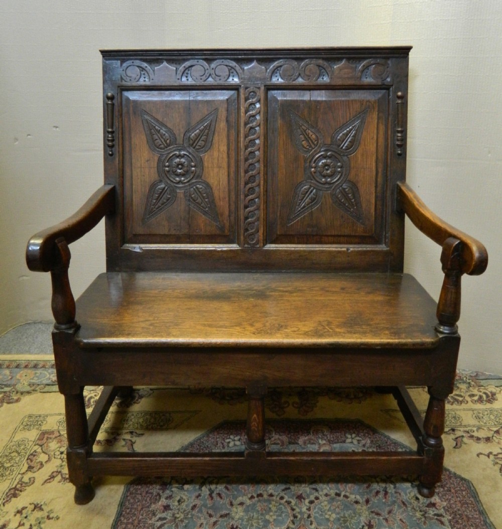 small Georgian oak settle View II