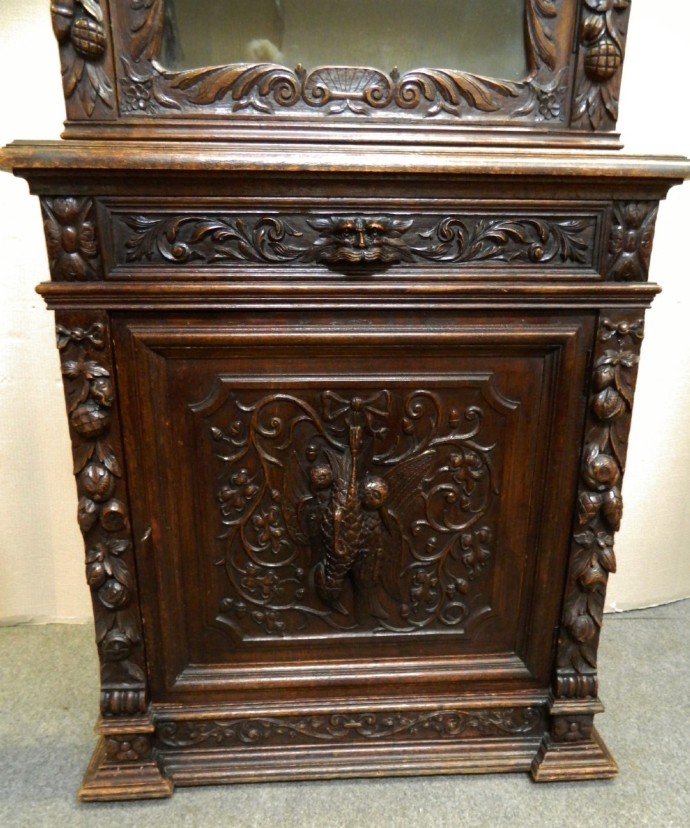 carved oak bookcase cabinet View II