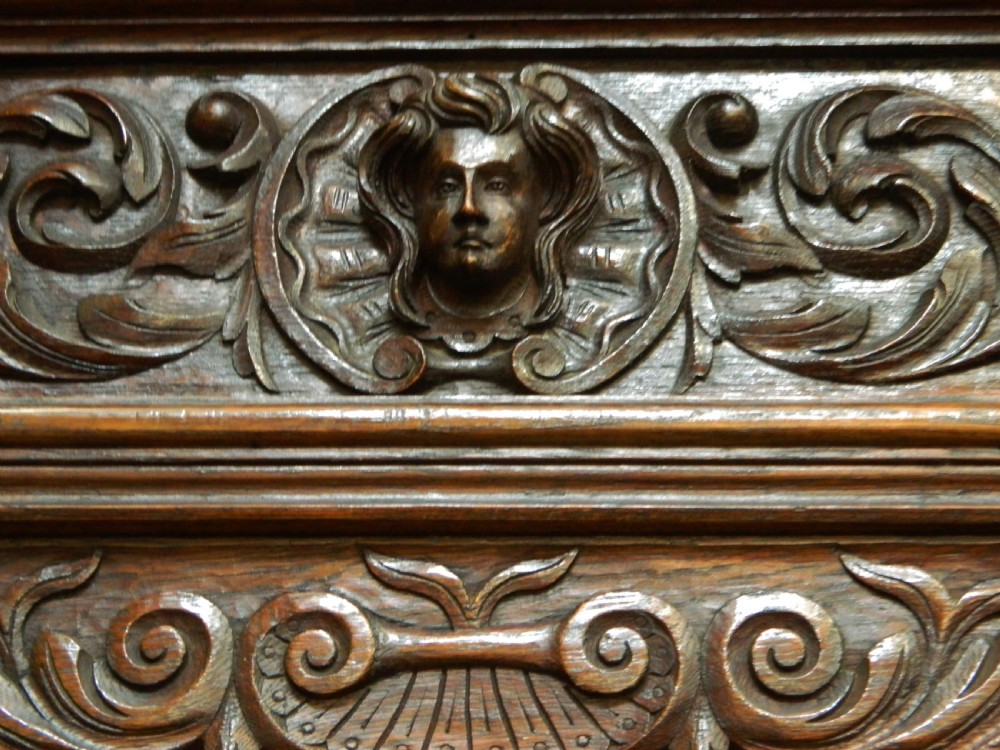 carved oak bookcase cabinet View IV
