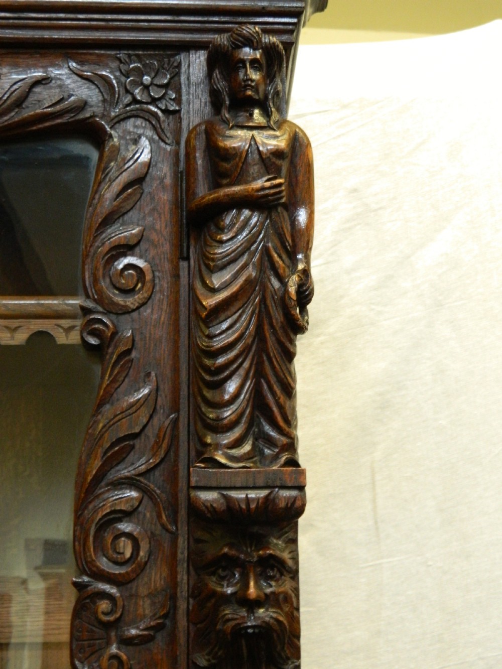 carved oak bookcase cabinet View V