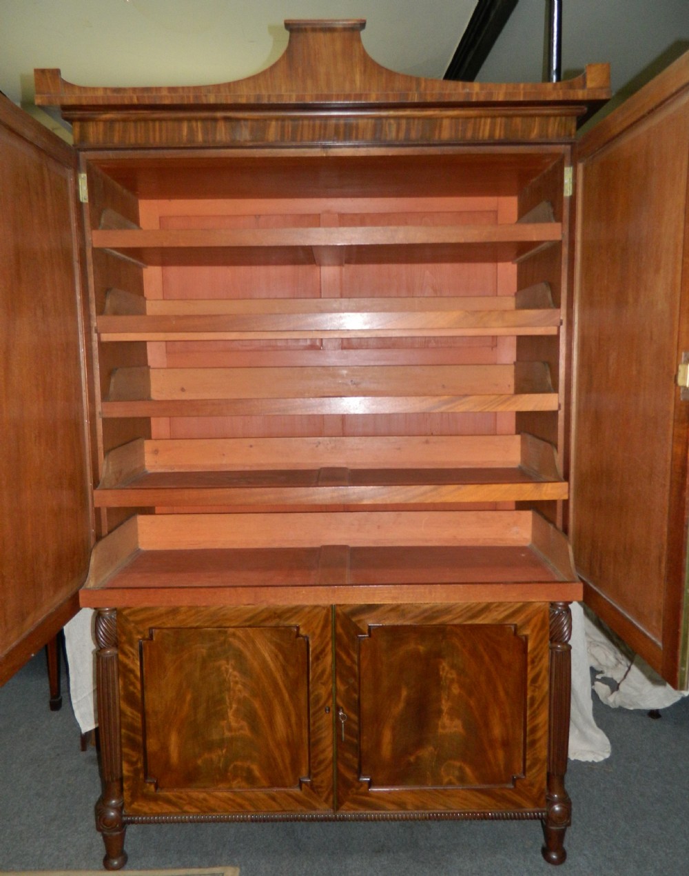 Regency mahogany linen press View V