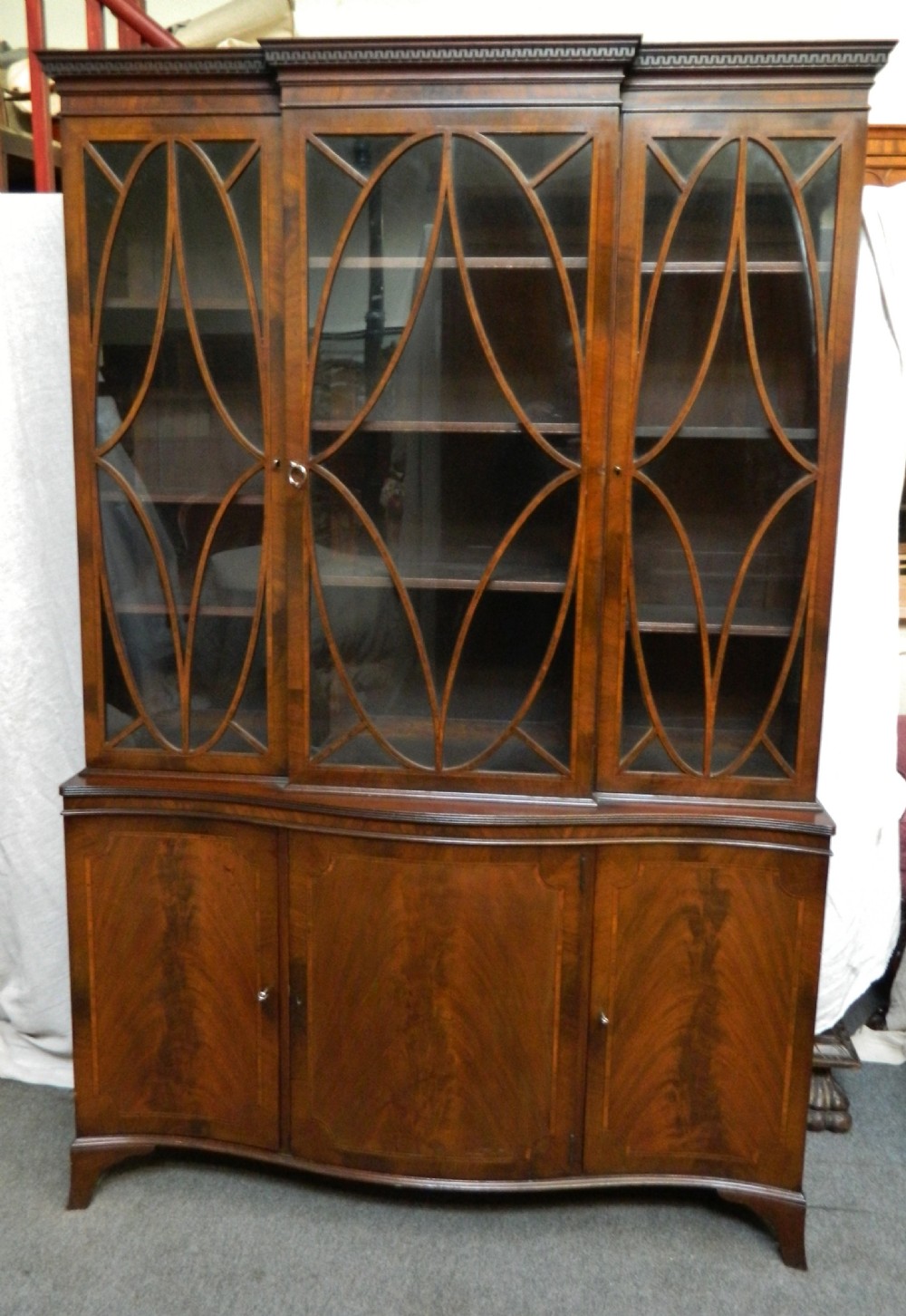 mahogany breakfront bookcase