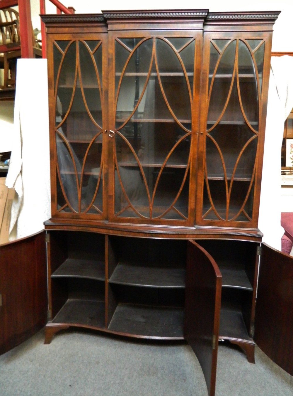 mahogany breakfront bookcase View VI