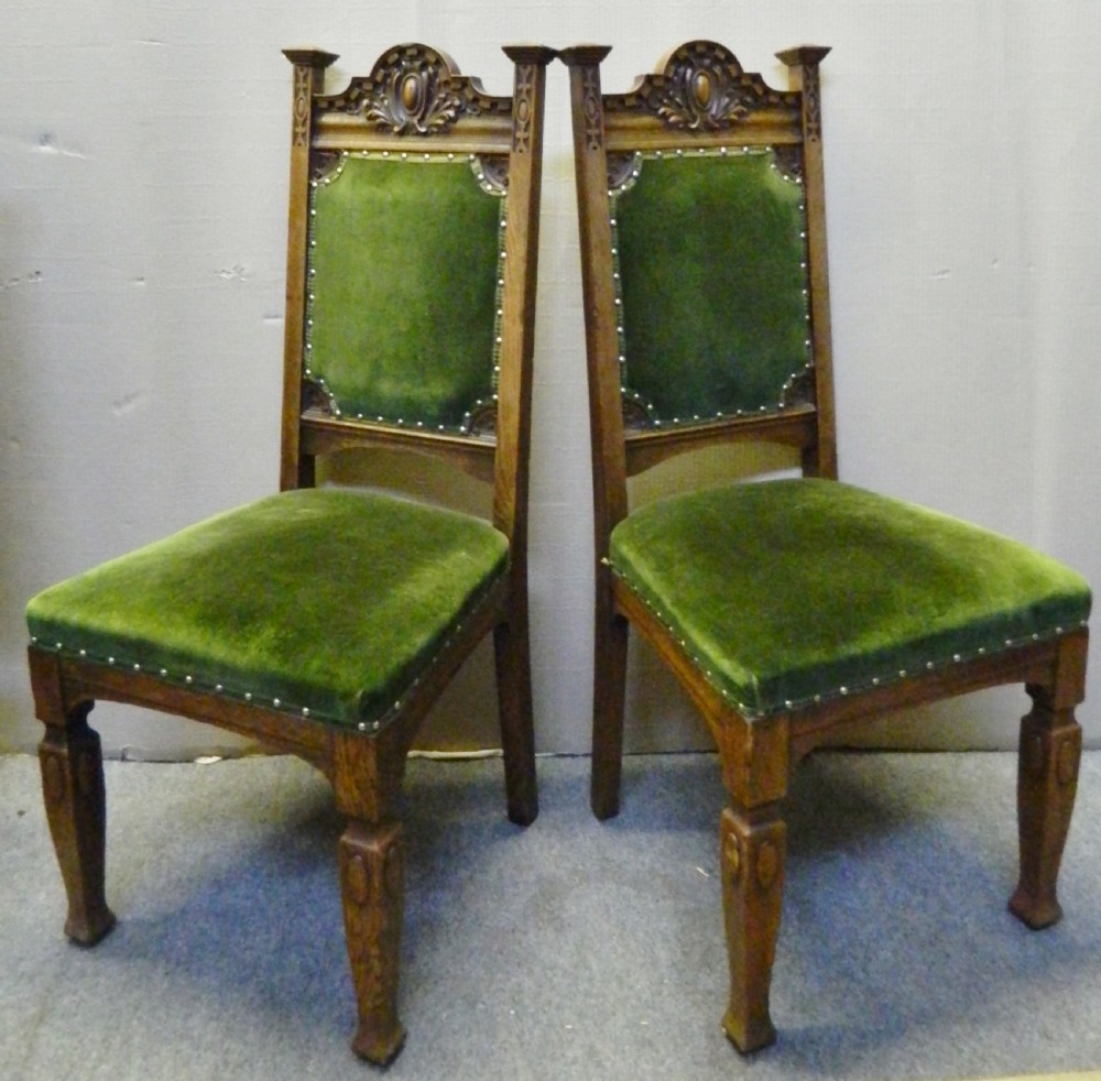 set of 8 oak Arts & Crafts dining chairs View III