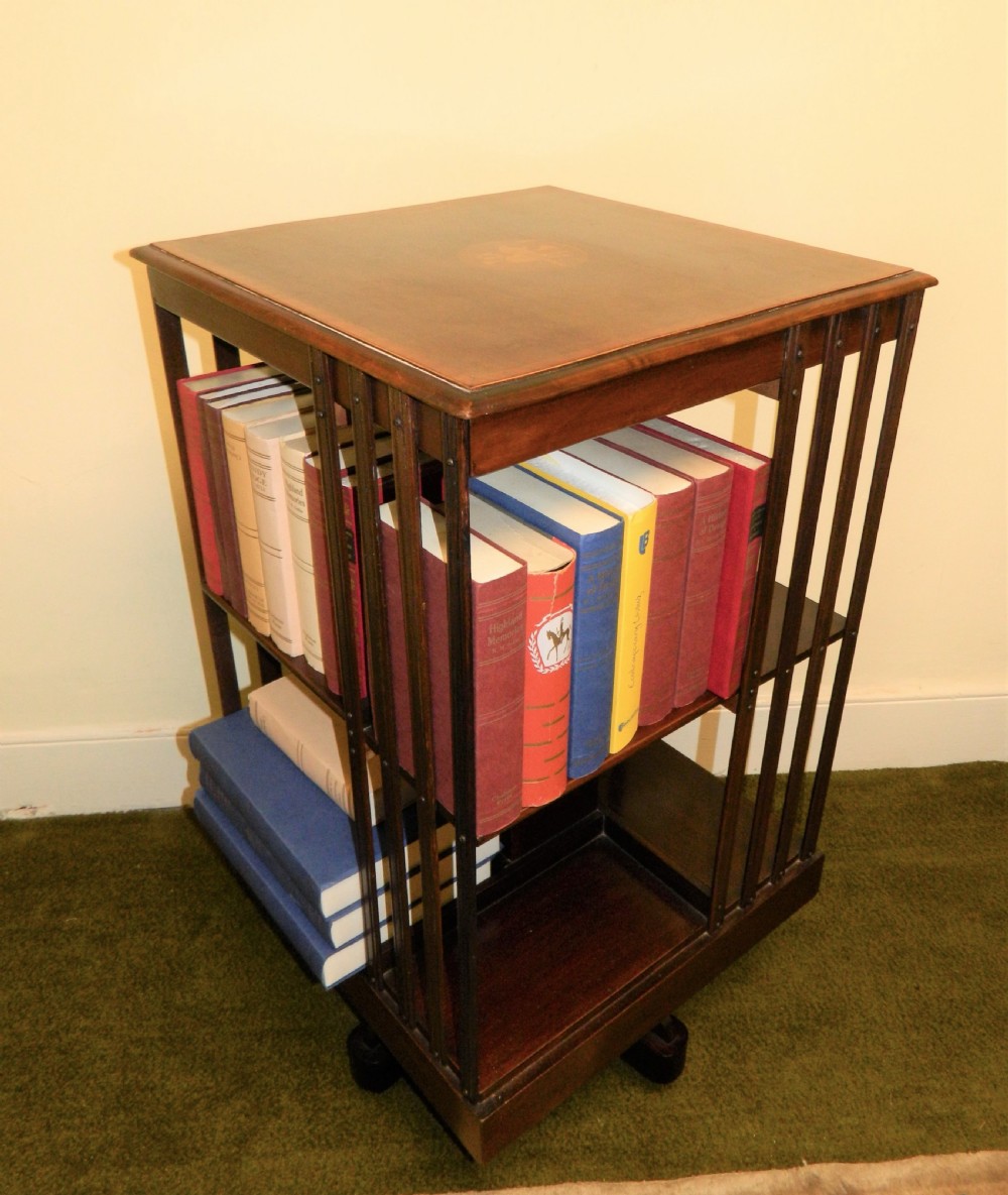 inlaid revolving bookcase