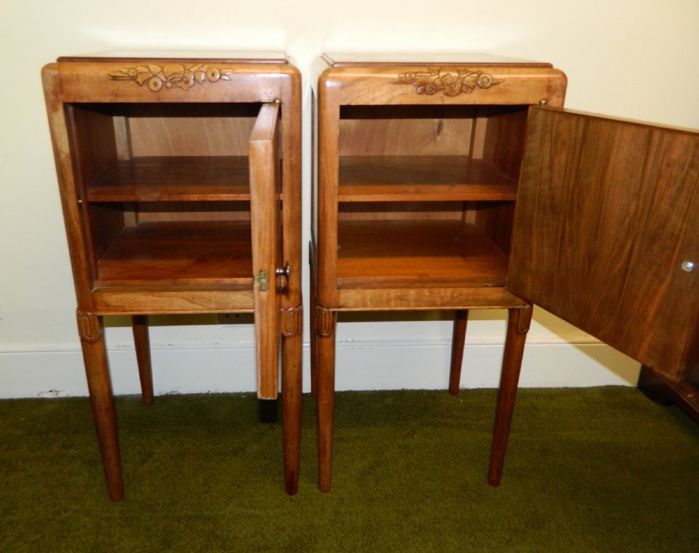 pair of walnut bedside cabinets View II