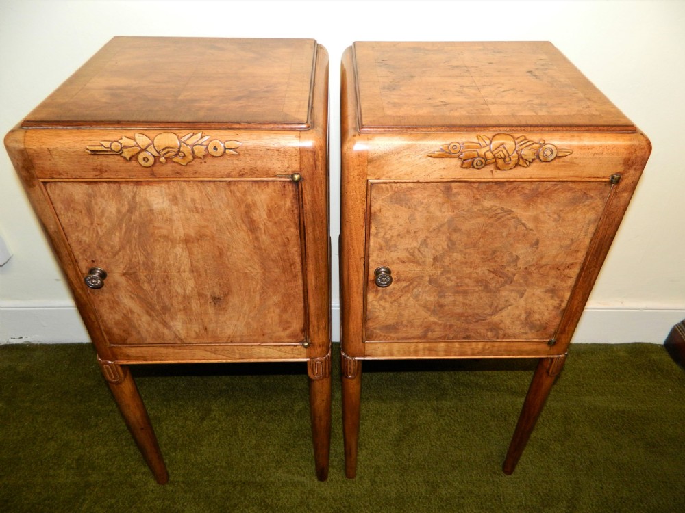 pair of walnut bedside cabinets View V