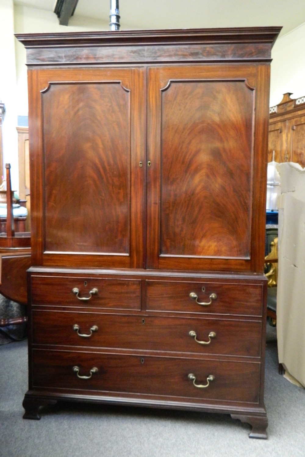 Georgian mahogany linen press View II