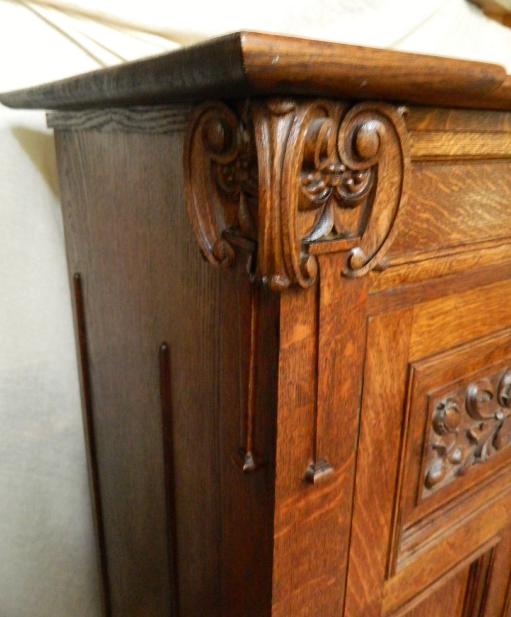 Arts & Crafts oak press cupboard View II