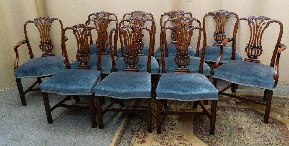 good quality set of 12 mahogany dining chairs