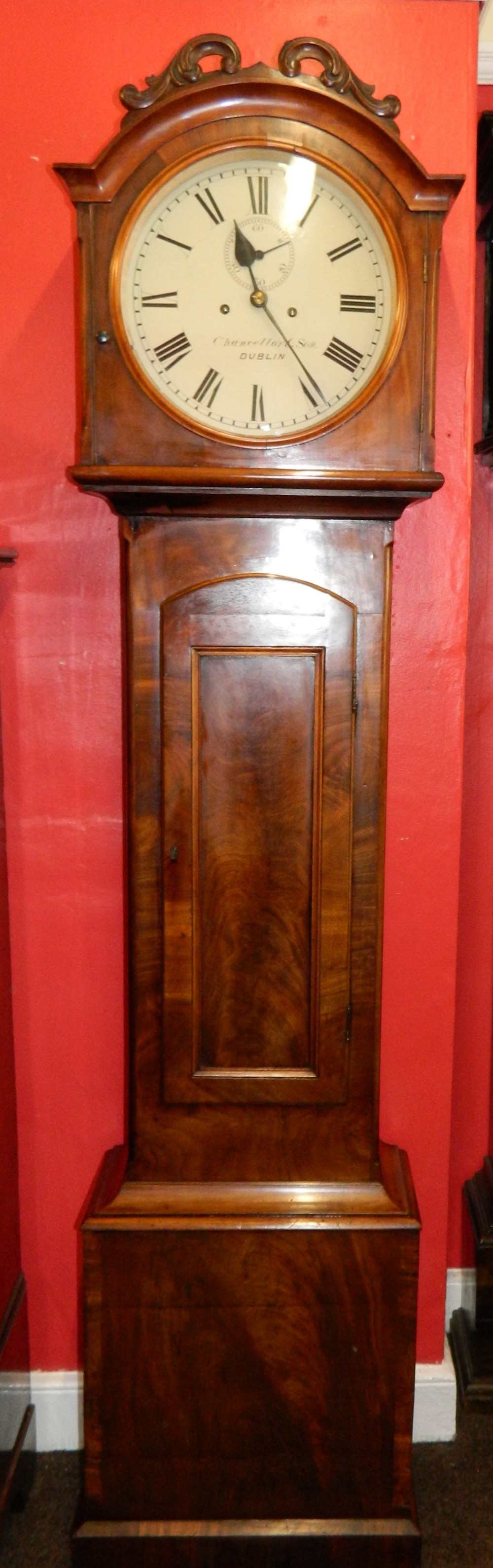 Irish mahogany grandfather clock
