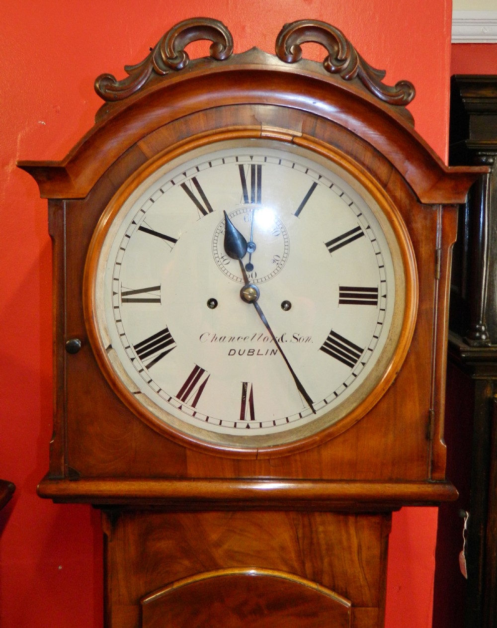 Irish mahogany grandfather clock View II