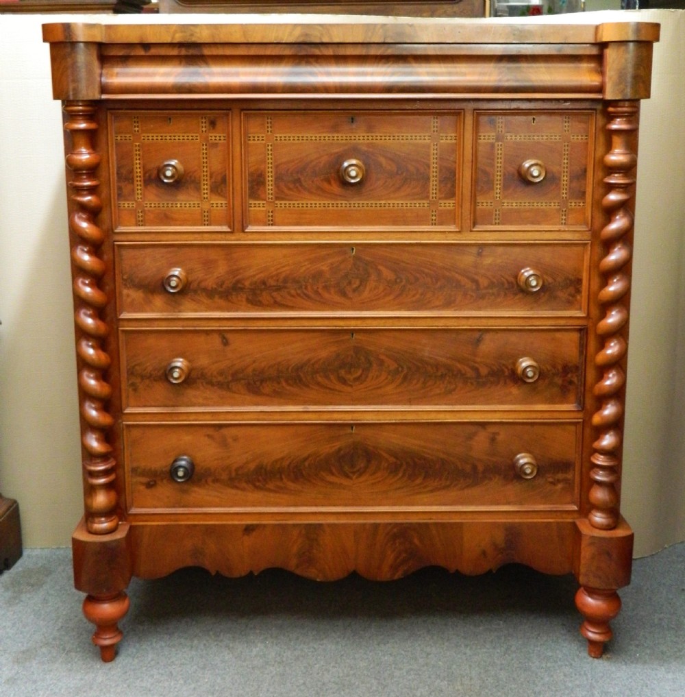 large mahogany scotch chest of drawers