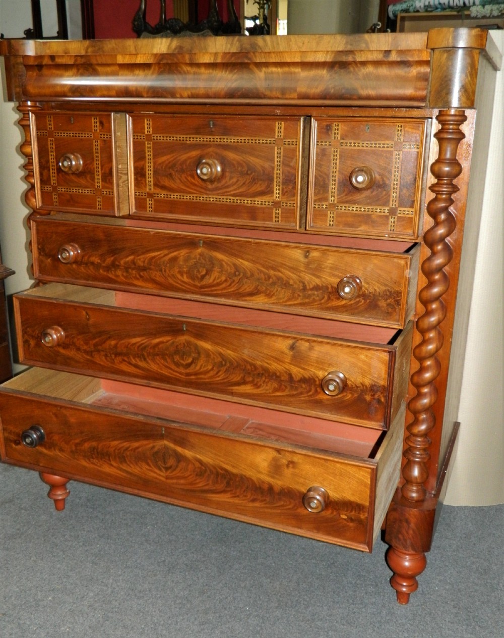 large mahogany scotch chest of drawers View IV