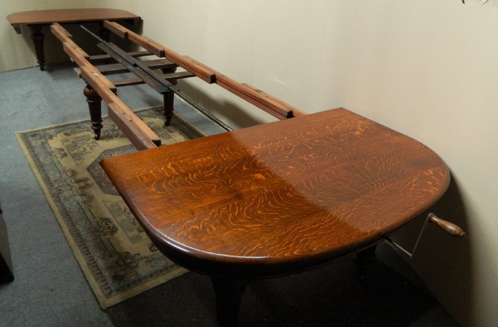 18' extending oak dining table with 7 leaves View V