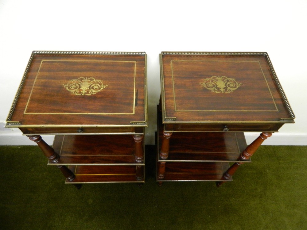 pair of goncalo alves etageres with brass inlay View III