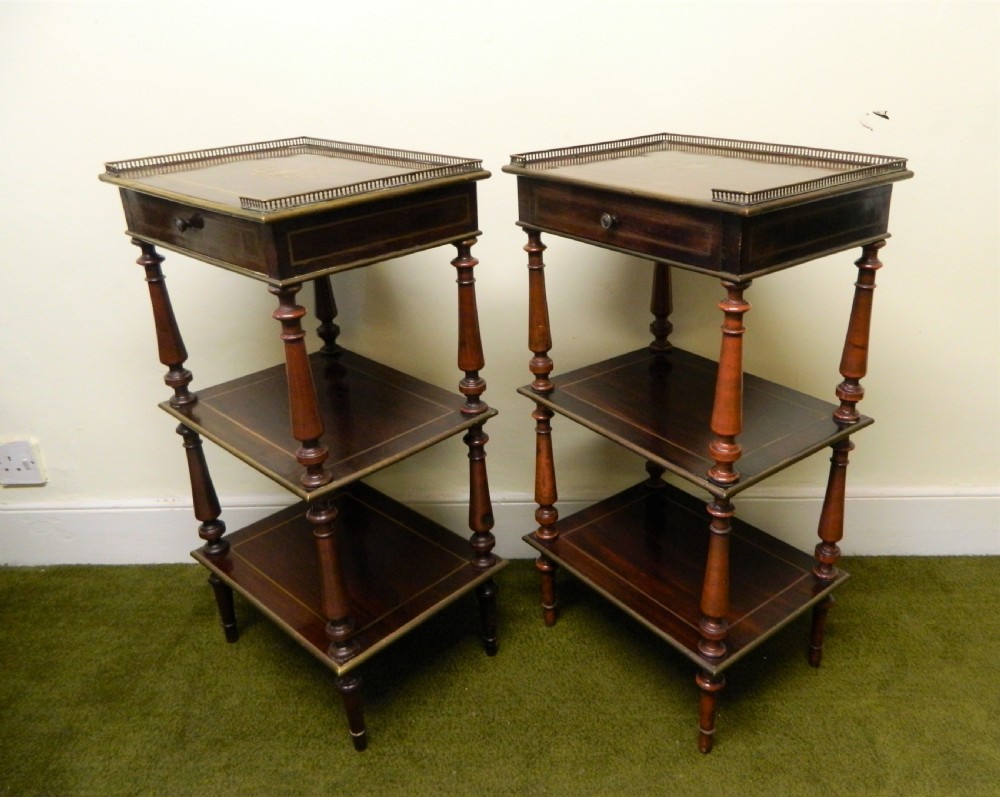 pair of goncalo alves etageres with brass inlay View IV