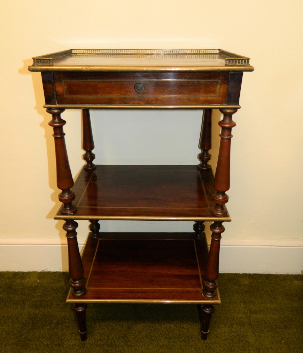 pair of goncalo alves etageres with brass inlay View V