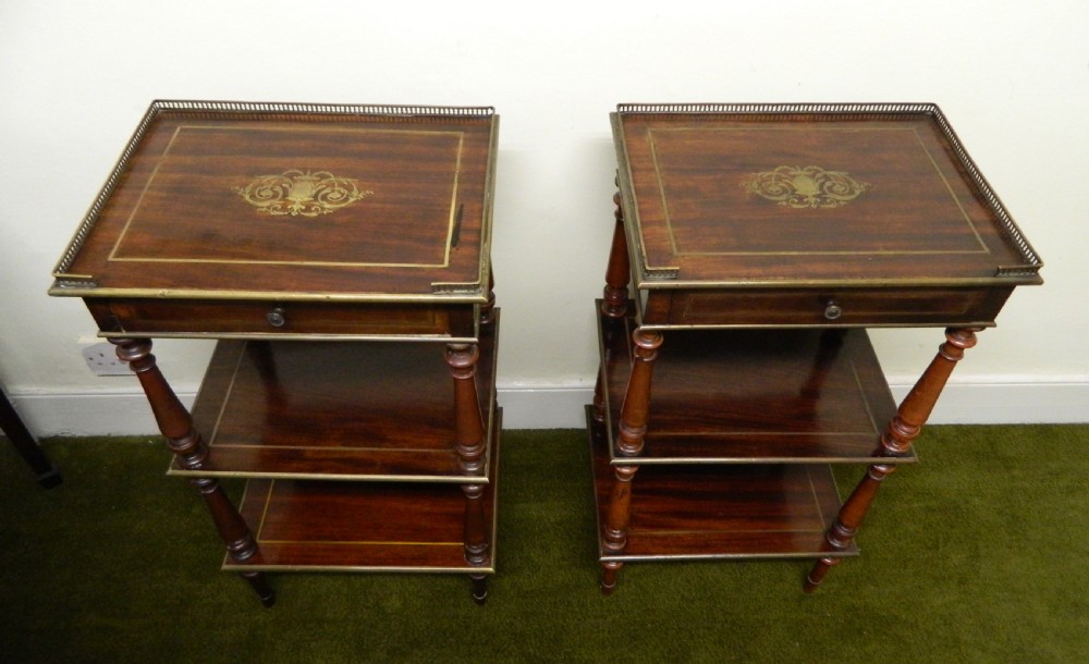 pair of goncalo alves etageres with brass inlay View VI