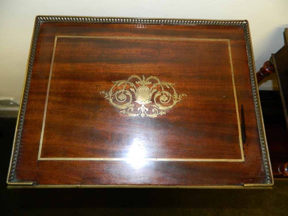 pair of goncalo alves etageres with brass inlay View IX