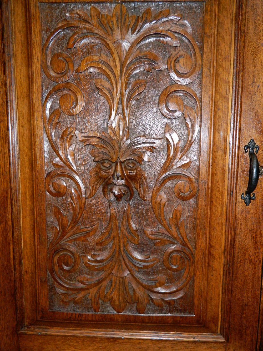 carved oak Green Man sideboard View II