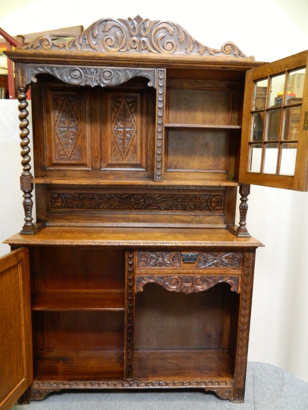 carved oak Green Man sideboard View VII