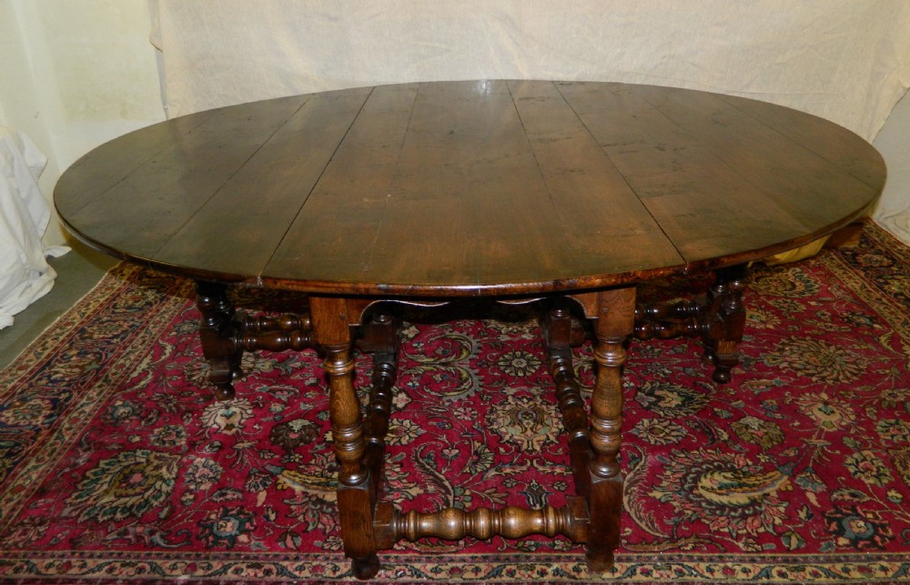 large oak double gate gateleg dining table View V