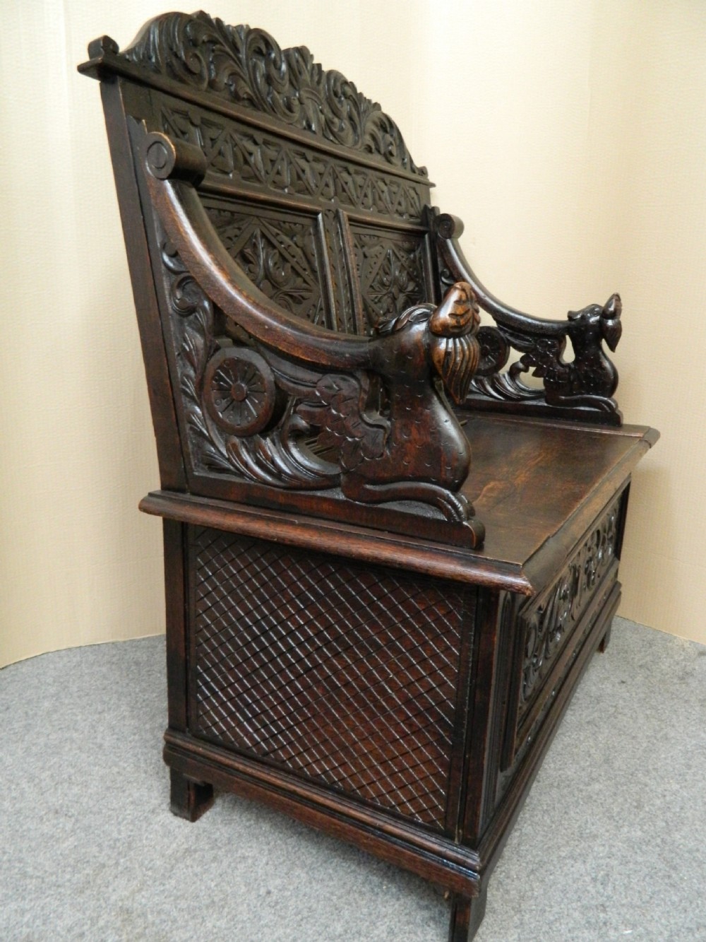 carved oak settle View II