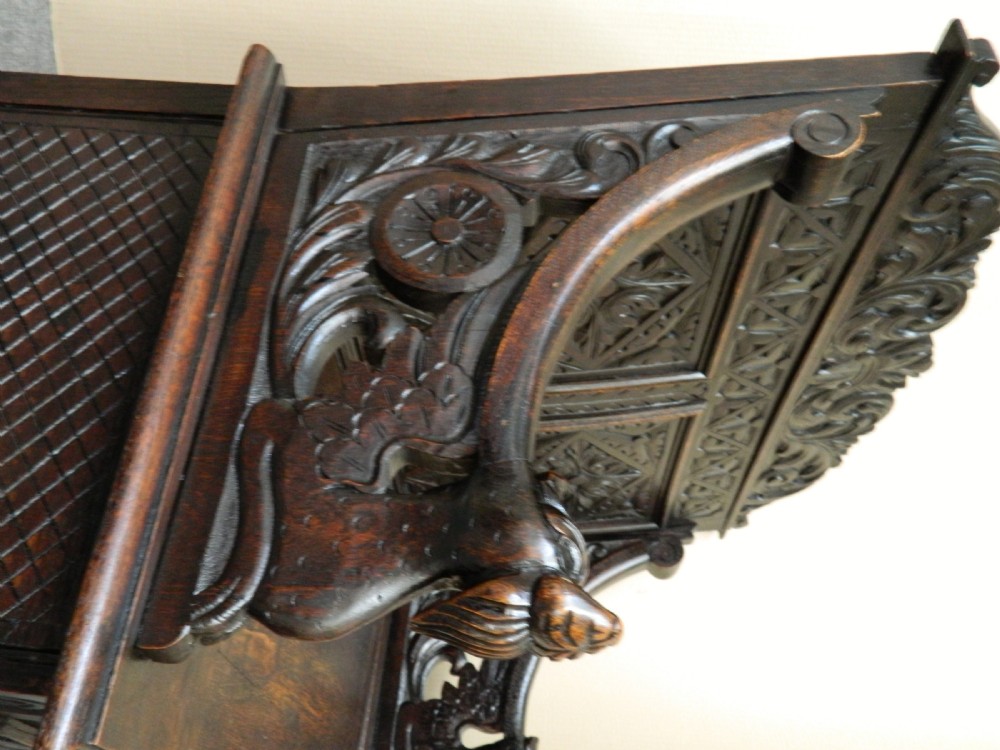 carved oak settle View V