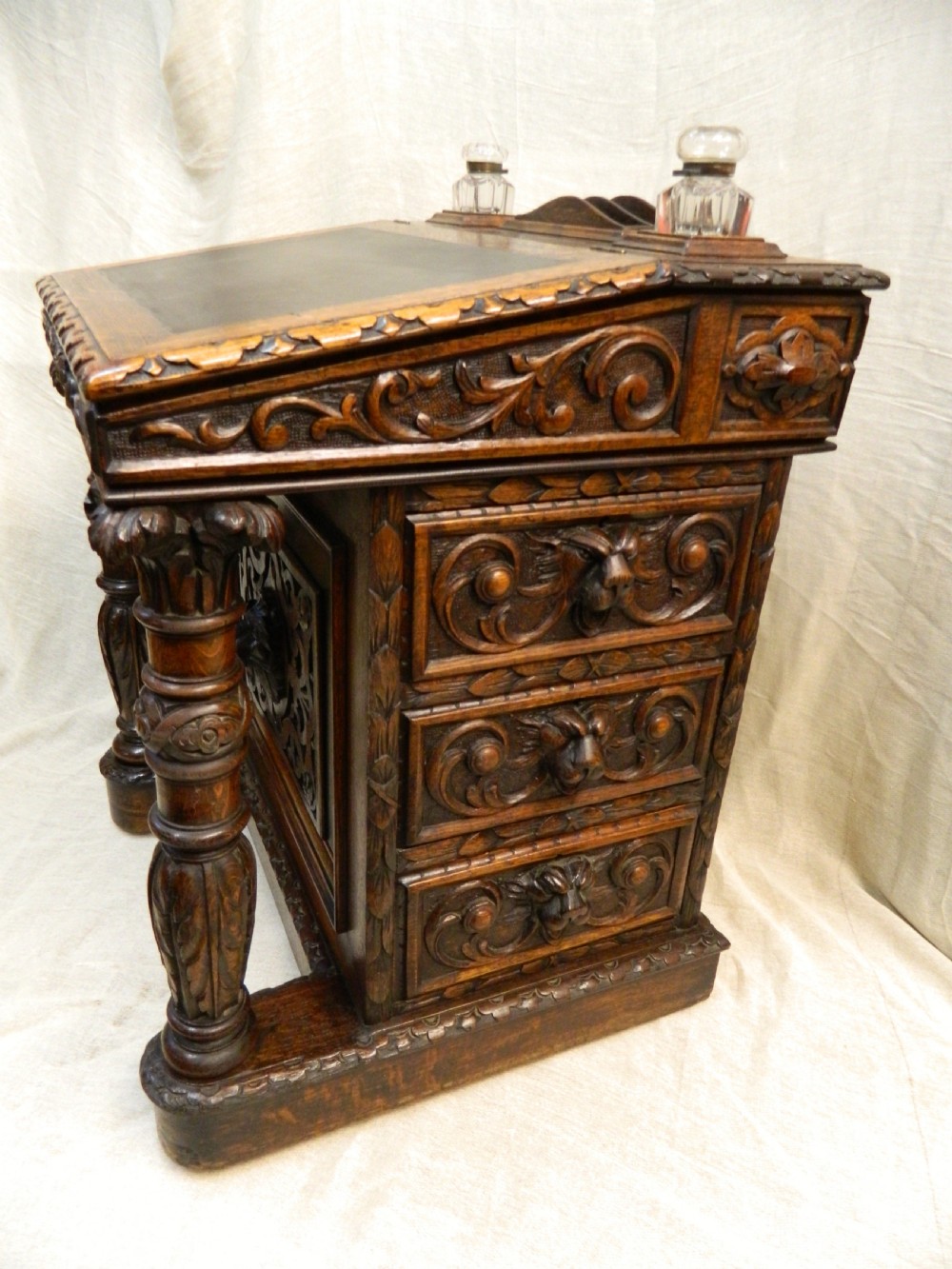 carved oak Davenport View IV