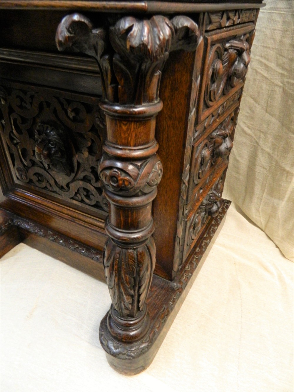 carved oak Davenport View VIII