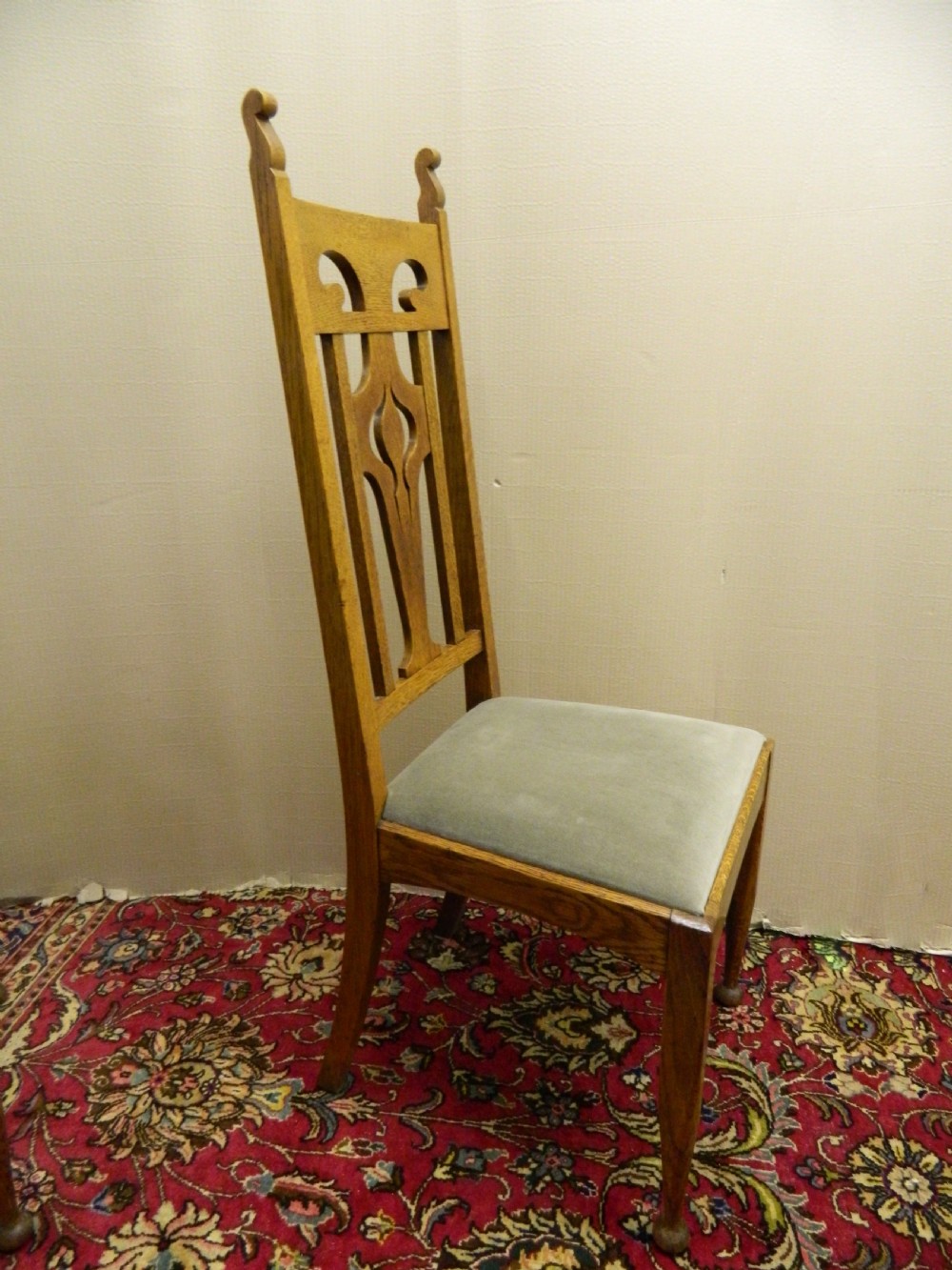 set of 6 oak Arts & Crafts dining chairs View V