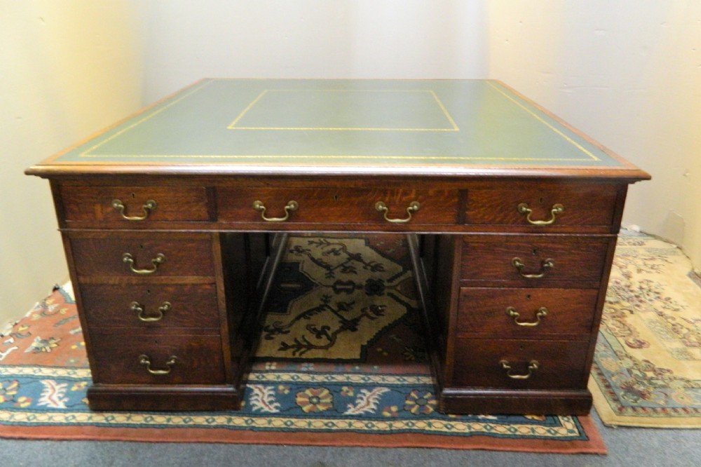 Large oak partners desk - Holland & Sons, London