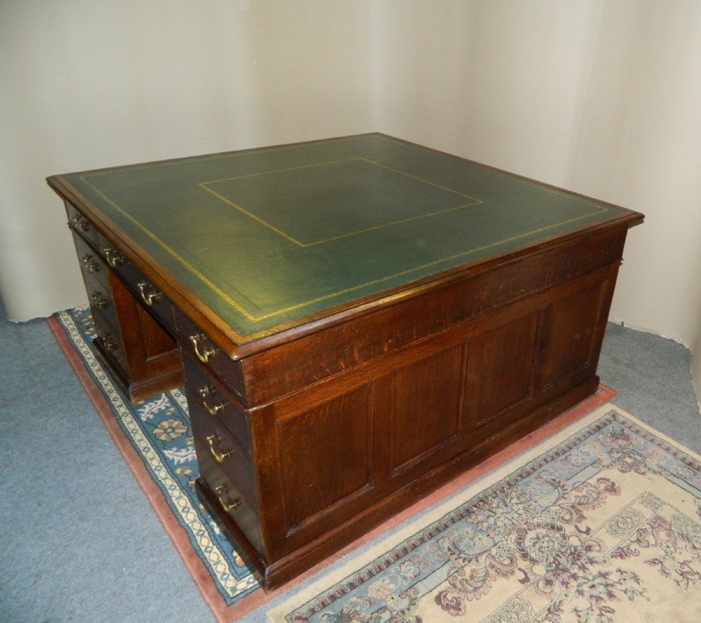 Large oak partners desk - Holland & Sons, London View III