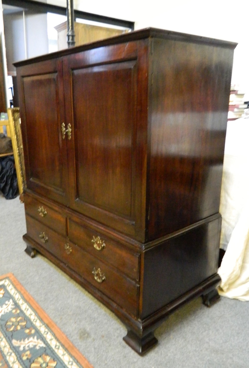 Georgian mahogany dwarf linen press View IV