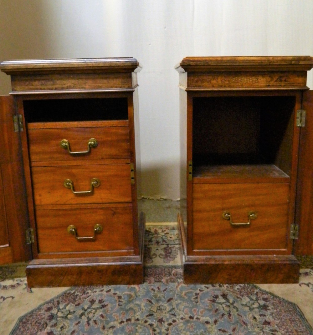 Pair of walnut bedside cabinets View V