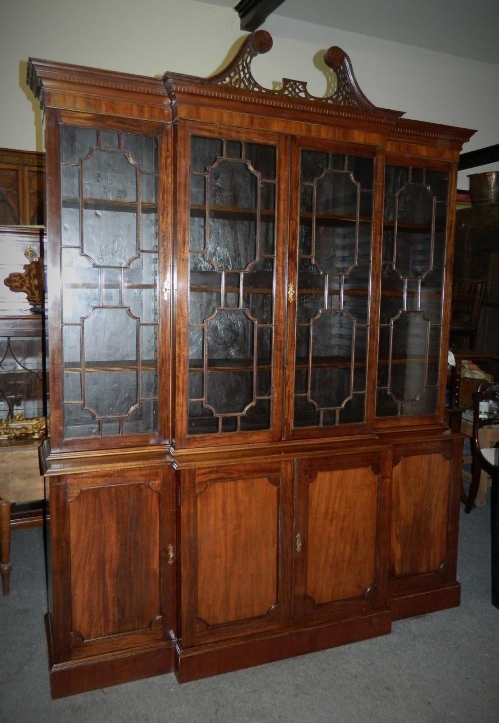 mahogany breakfront bookcase View III