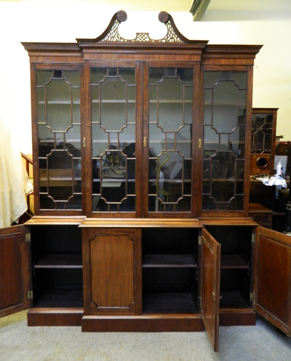 mahogany breakfront bookcase View IV