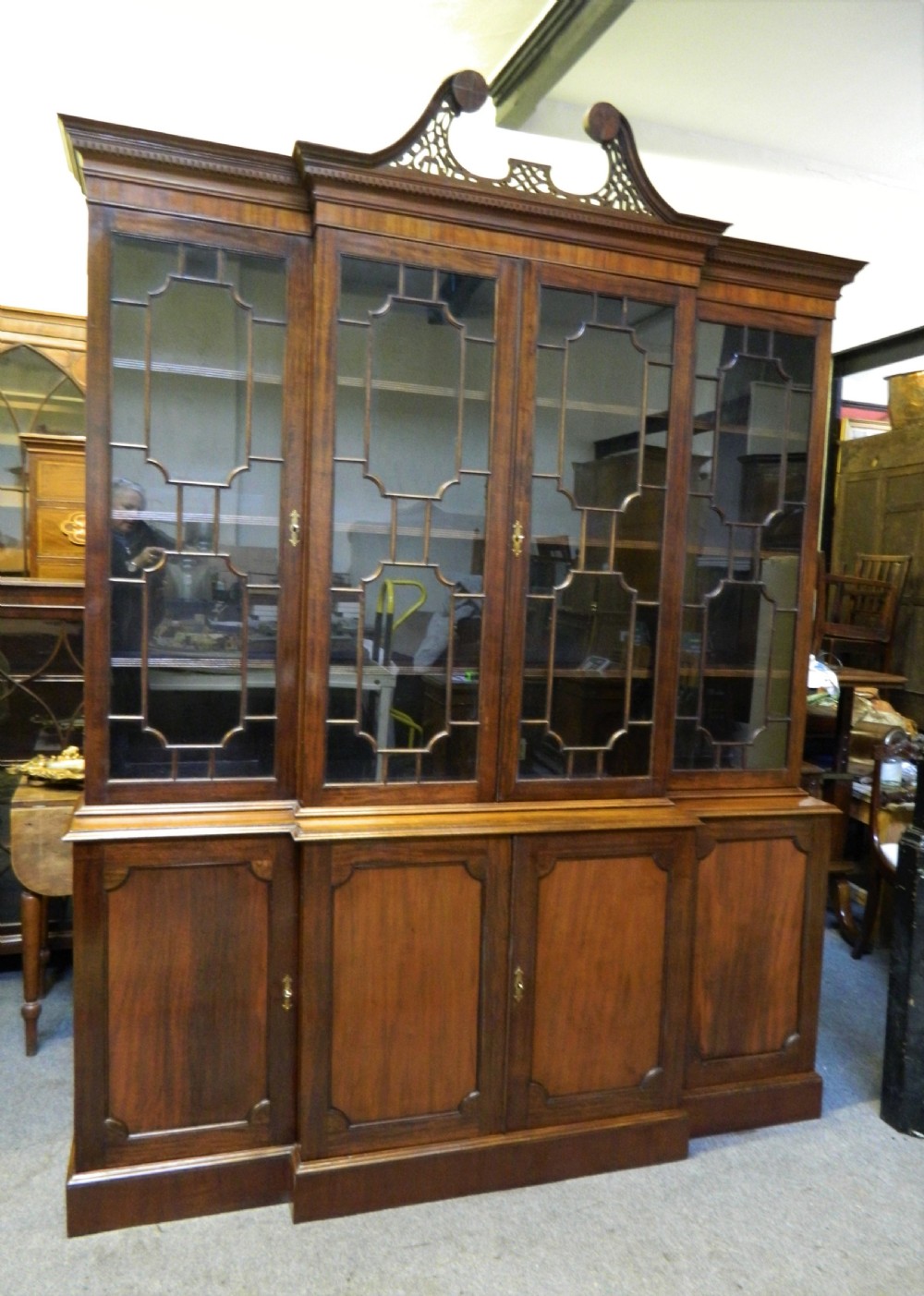 mahogany breakfront bookcase View VI
