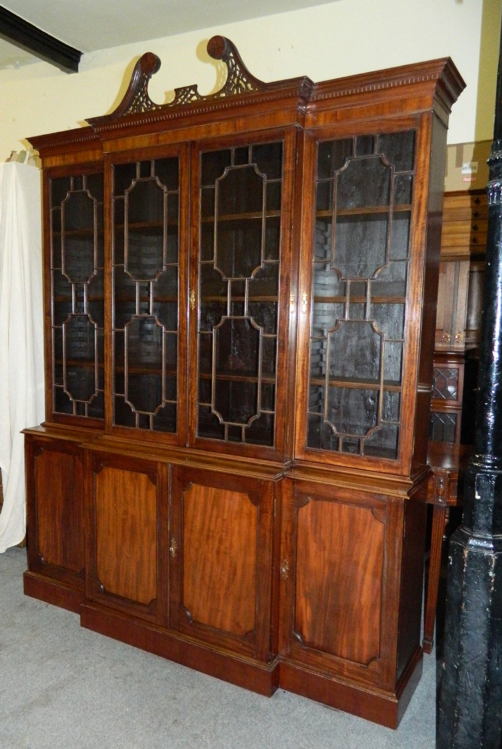mahogany breakfront bookcase View VII