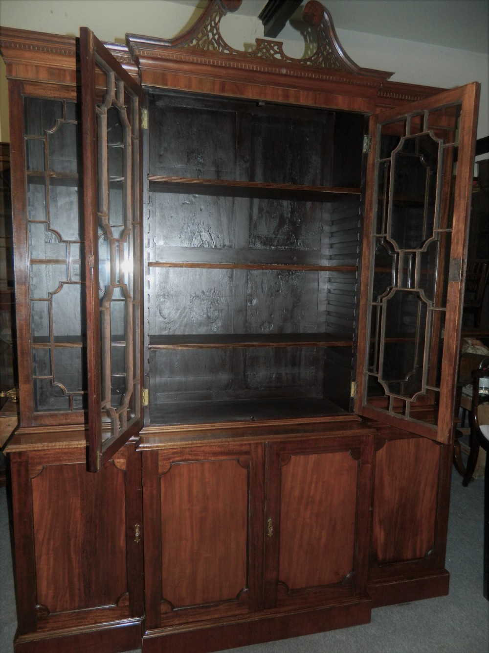 mahogany breakfront bookcase View VIII